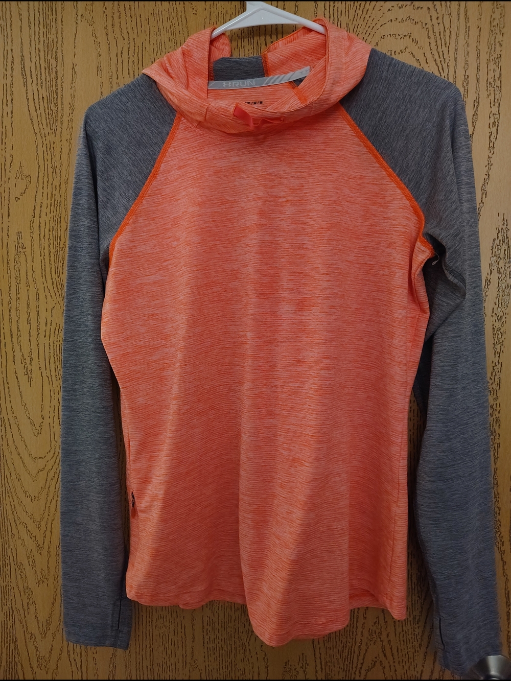 Under Armour Women's Coral Hooded Long-Sleeve with Gray Raglan Sleeves